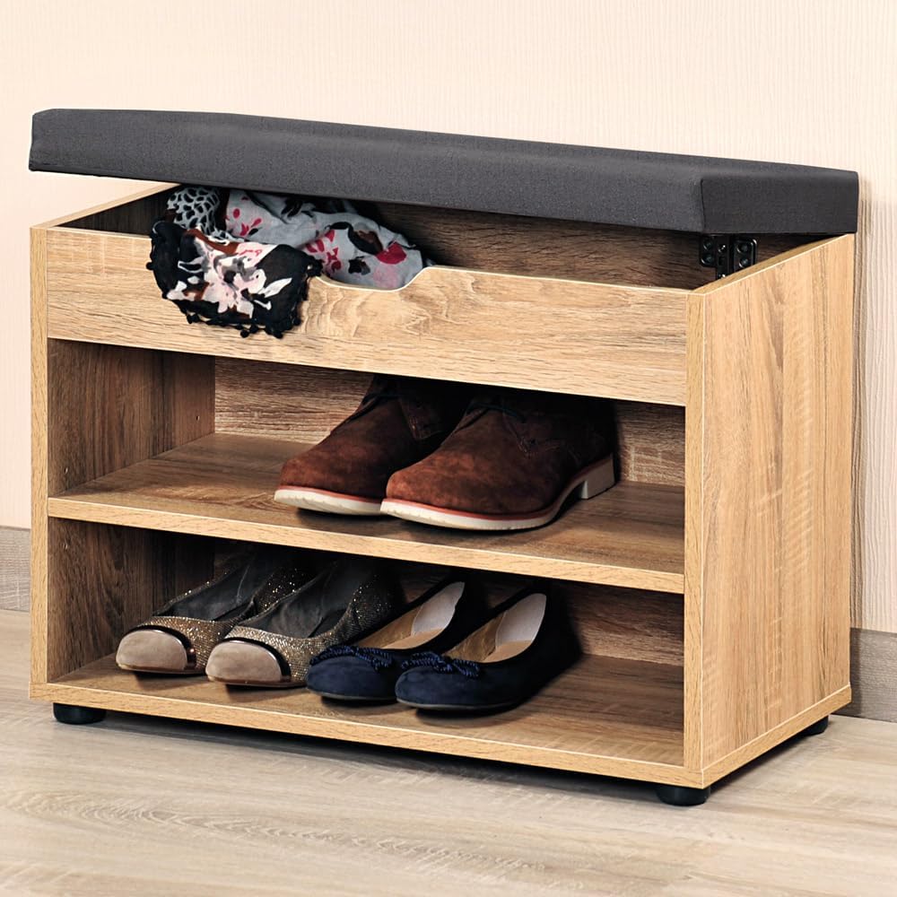 Schuhschrank 15924 13 mit aufklappbarem Sitzkissen, Braun