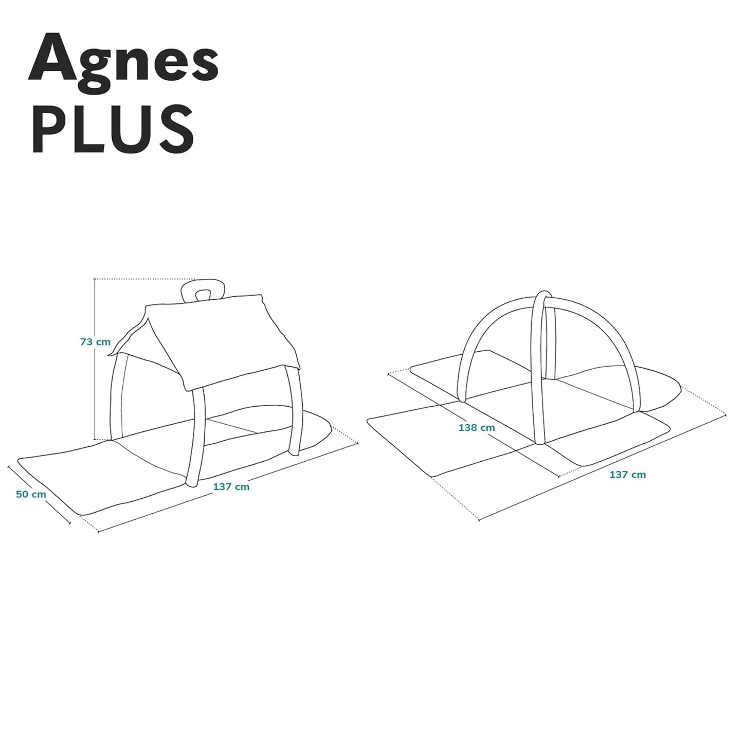 2in1 Krabbeldecke Agnes Plus mit Spielbogen und Spielhaus