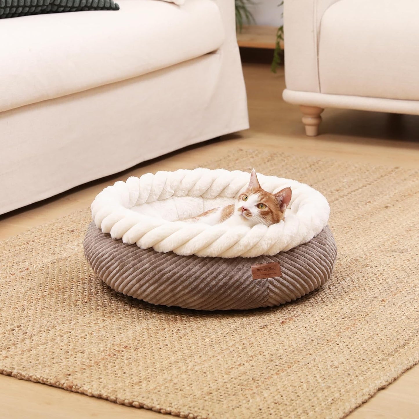 Katzenbett, L 55 x B 55 x H 21 cm Kamelfarben