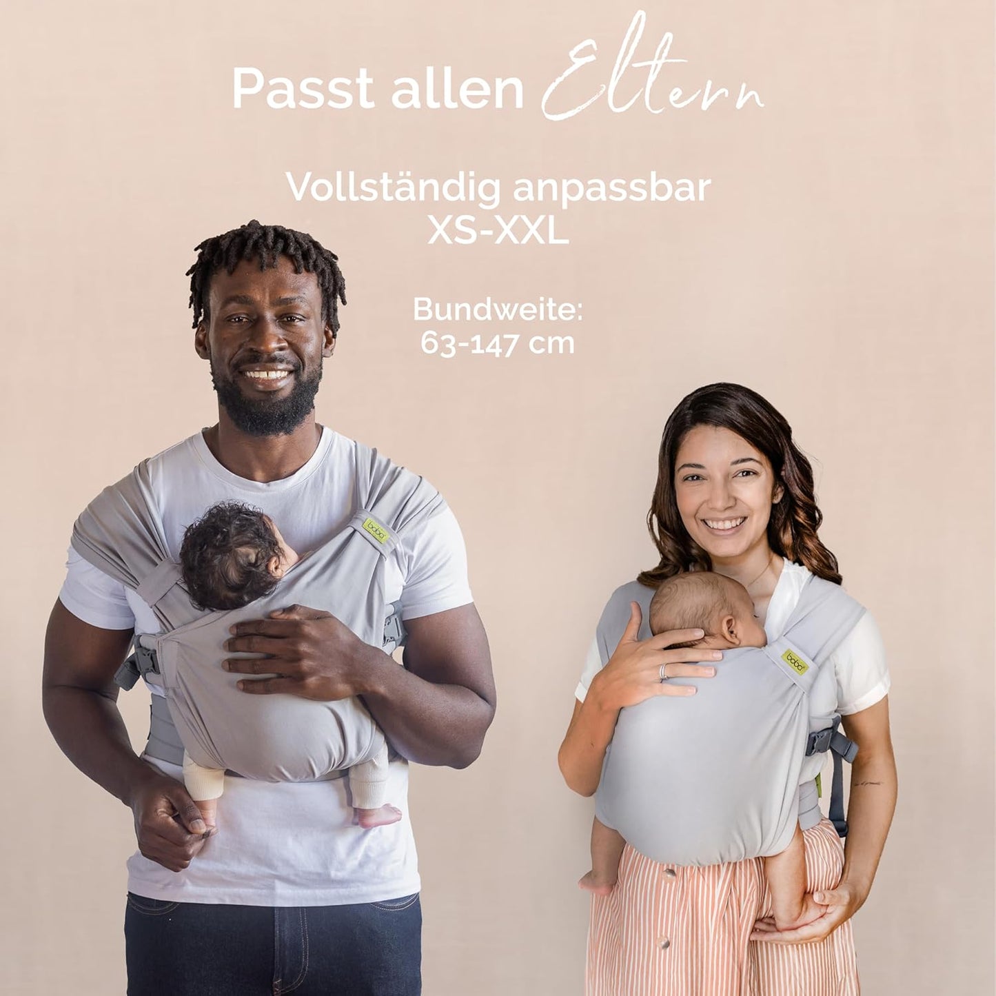 2-in-1 Babytrage & Tragetuch ab Geburt, Grau