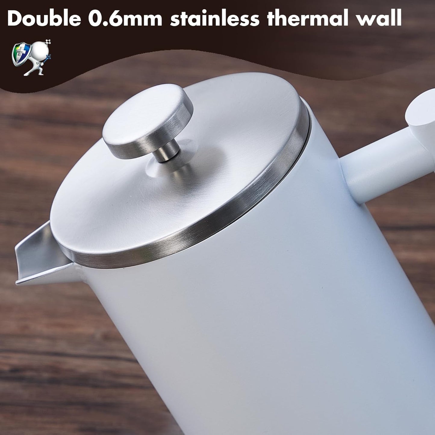 French Press Set, Mattweiß 1 Liter