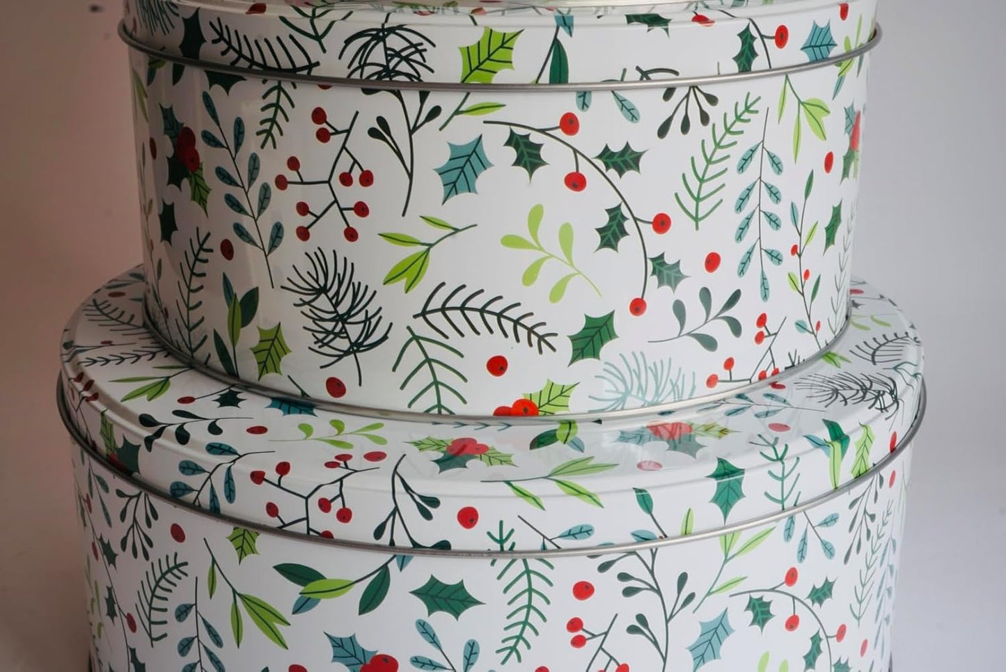 Weihnachts-Keksdosen-Set aus Blech (3-teilig), Weiss-bunt