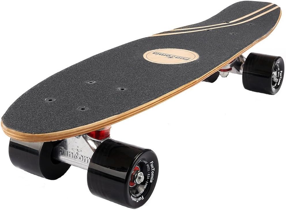 Mini-Board Cruiser, Weiss Totenkopf / mit Schwarzen Rollen