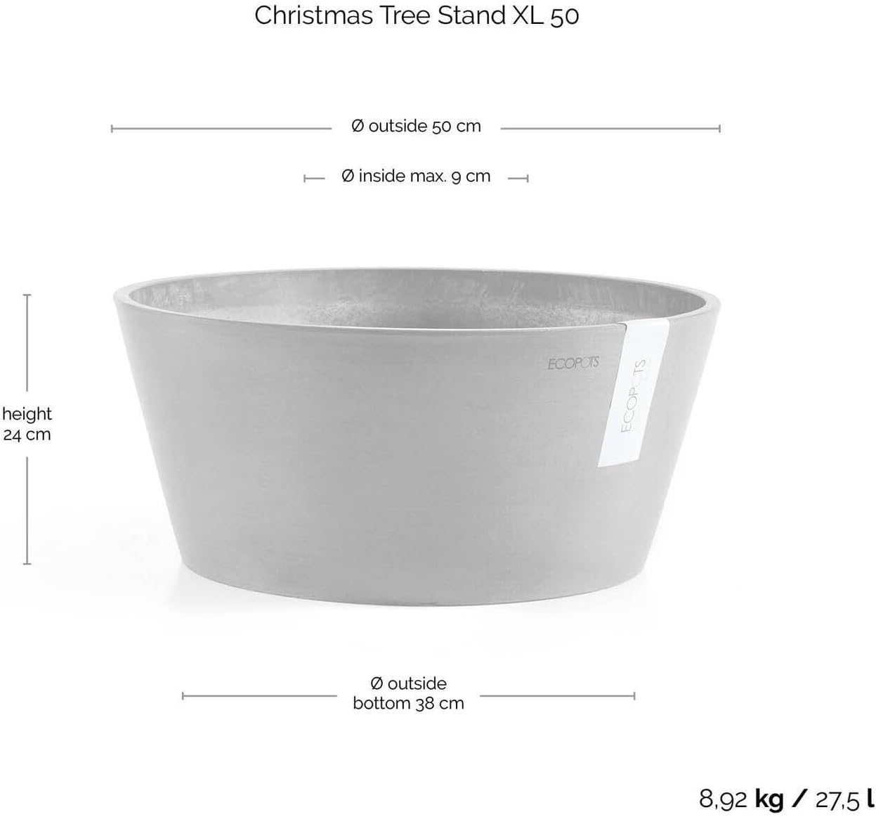 Christbaumständer mit Wasserspeicher, ø 50 cm Dunkelgrau