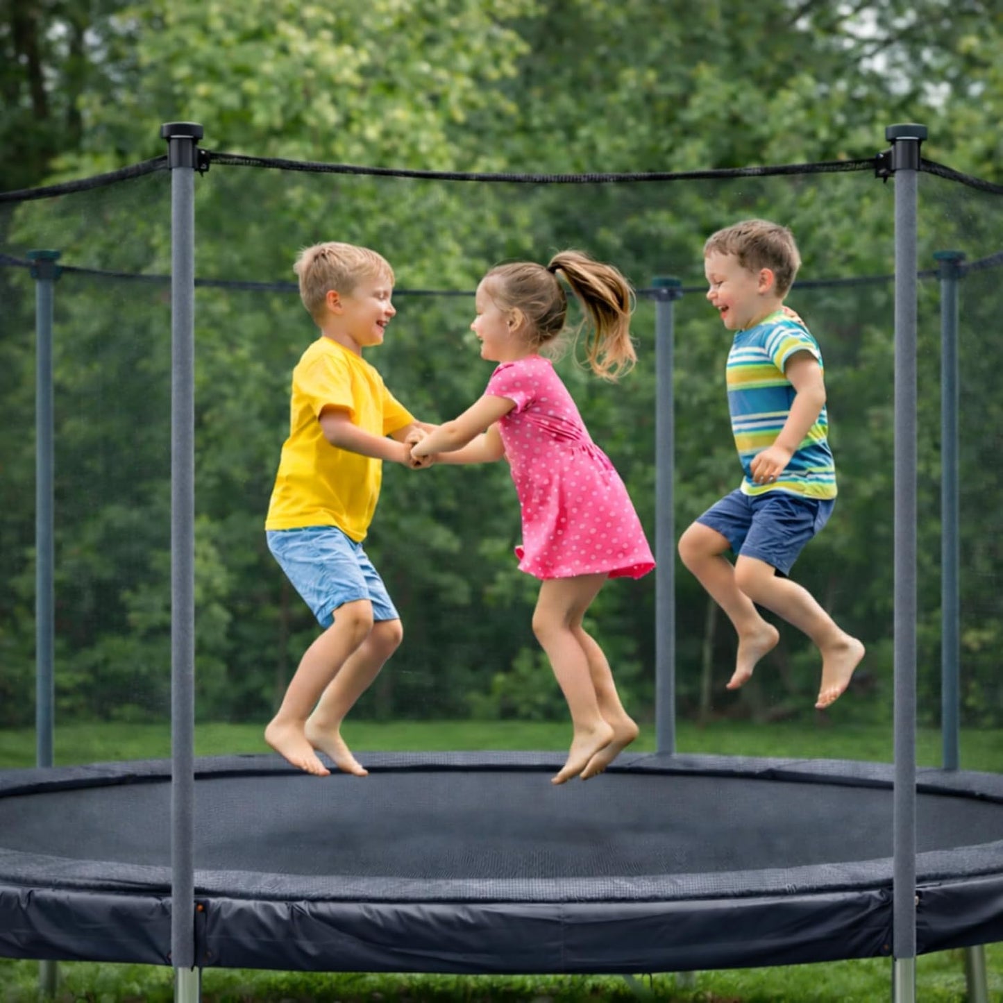 Trampolin Stangenschutz Polster-Set, Grau mit Stangen Kappen