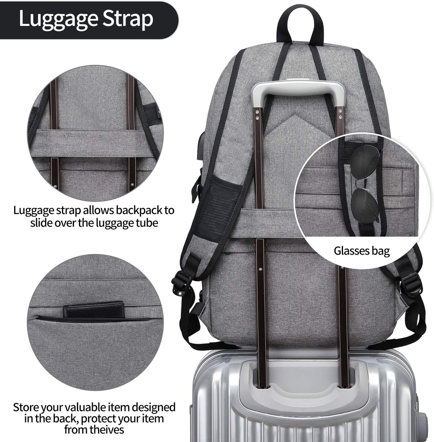 Laptop Rucksack, 17 Zoll Grau-1