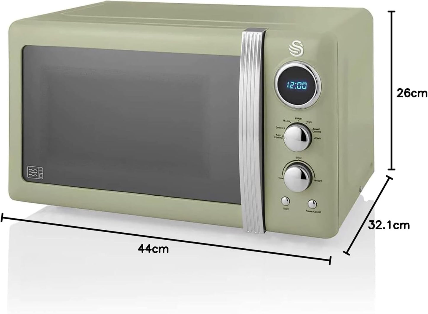 Retro Mikrowelle mit Timer und Auftaufunktion, Grün