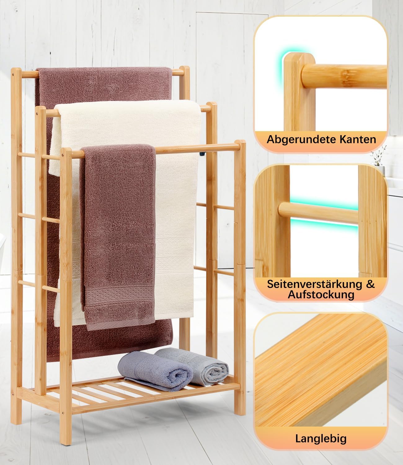 Handtuchständer mit Ablage, 96cm hoch