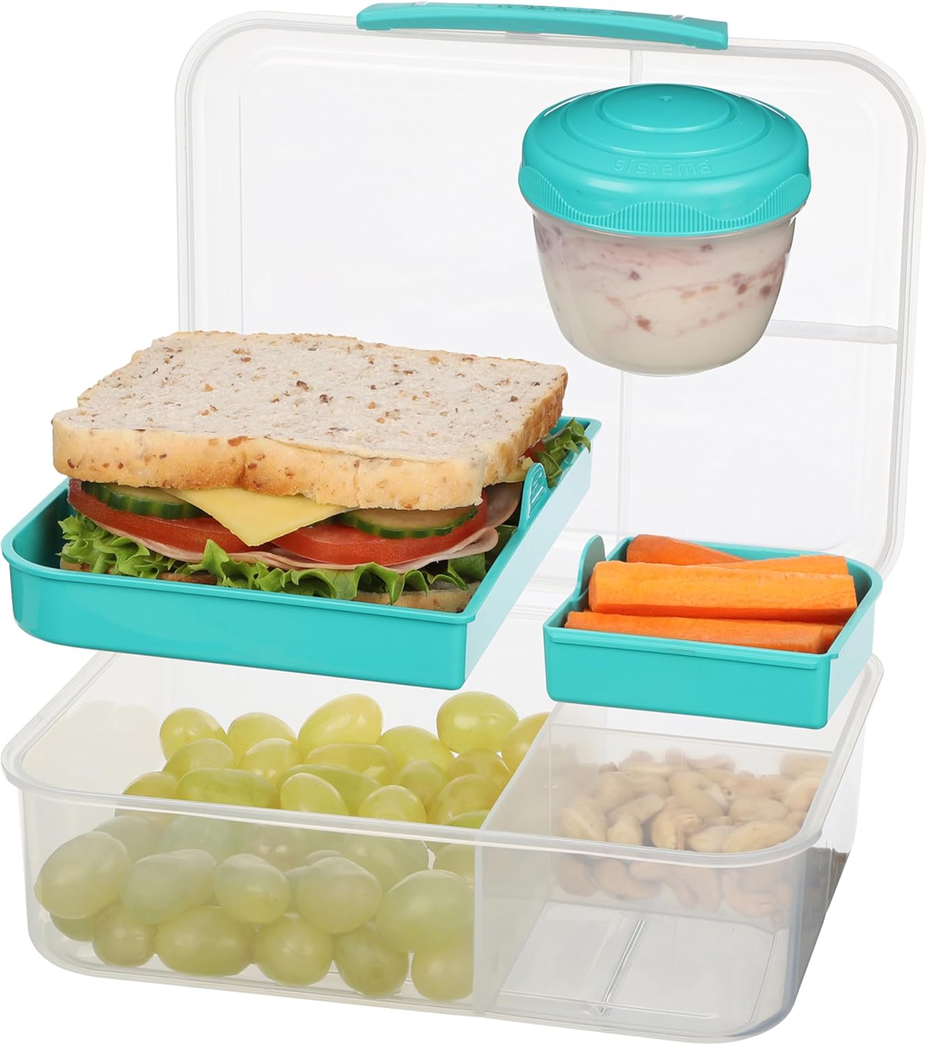 Bento Box Lunchbox mit Joghurt- /Fruchtbehälter, 1,65 l Mintgrün