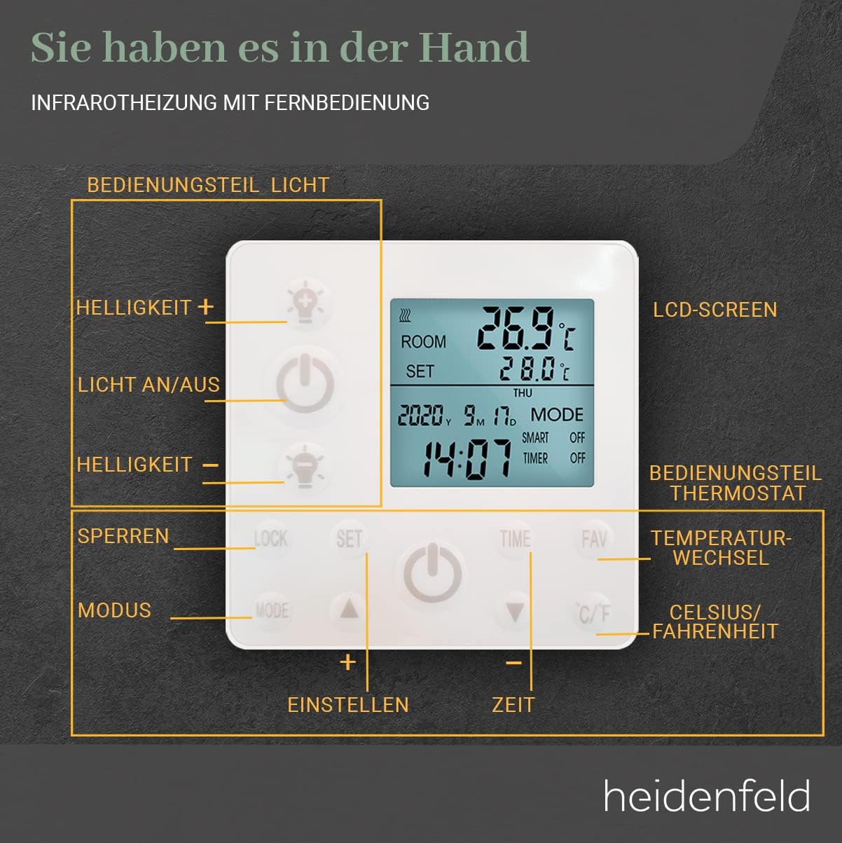 Deckenheizung HF-HP500, 800 Watt Warmweiss