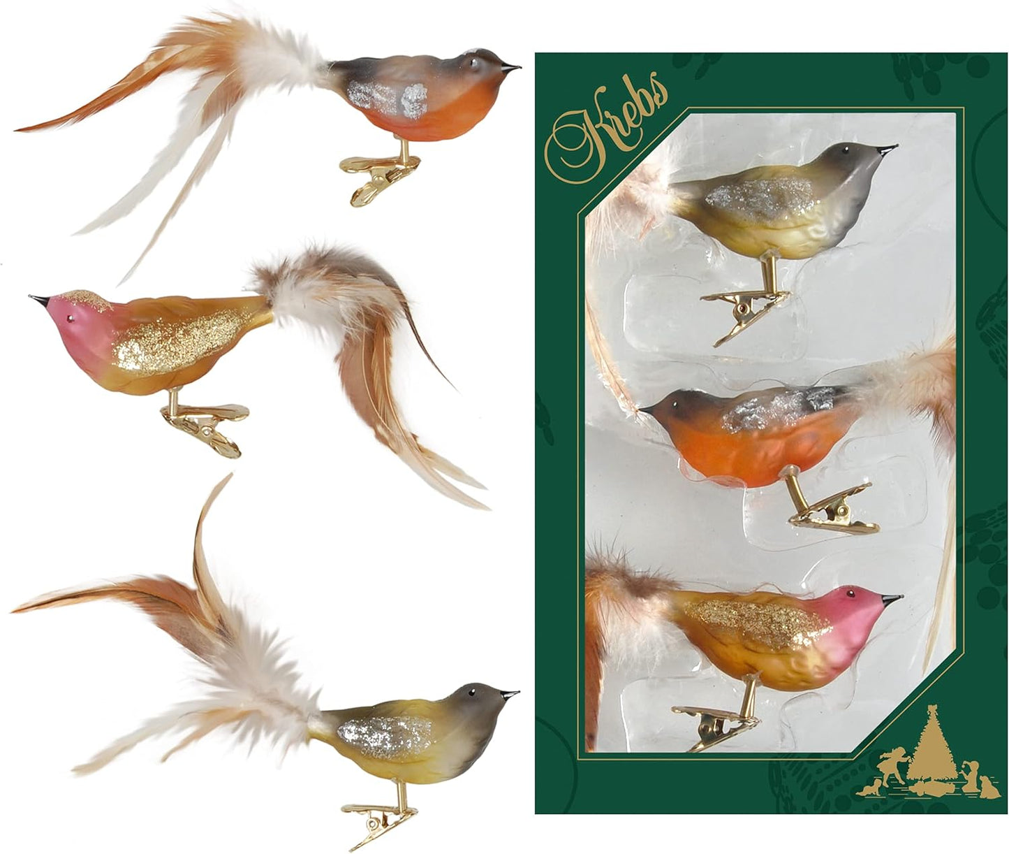 3er Set Christbaumschmuck Vögel (11 cm), Durchsichtig