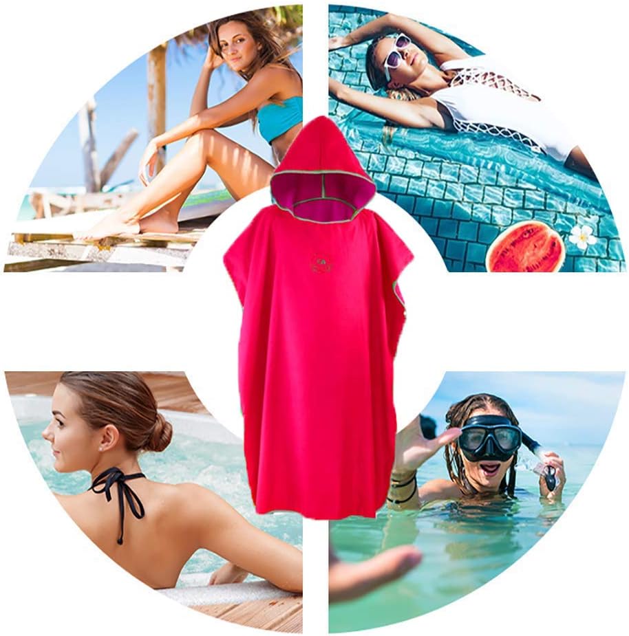 Surf Poncho mit Kapuze, Rubinrot