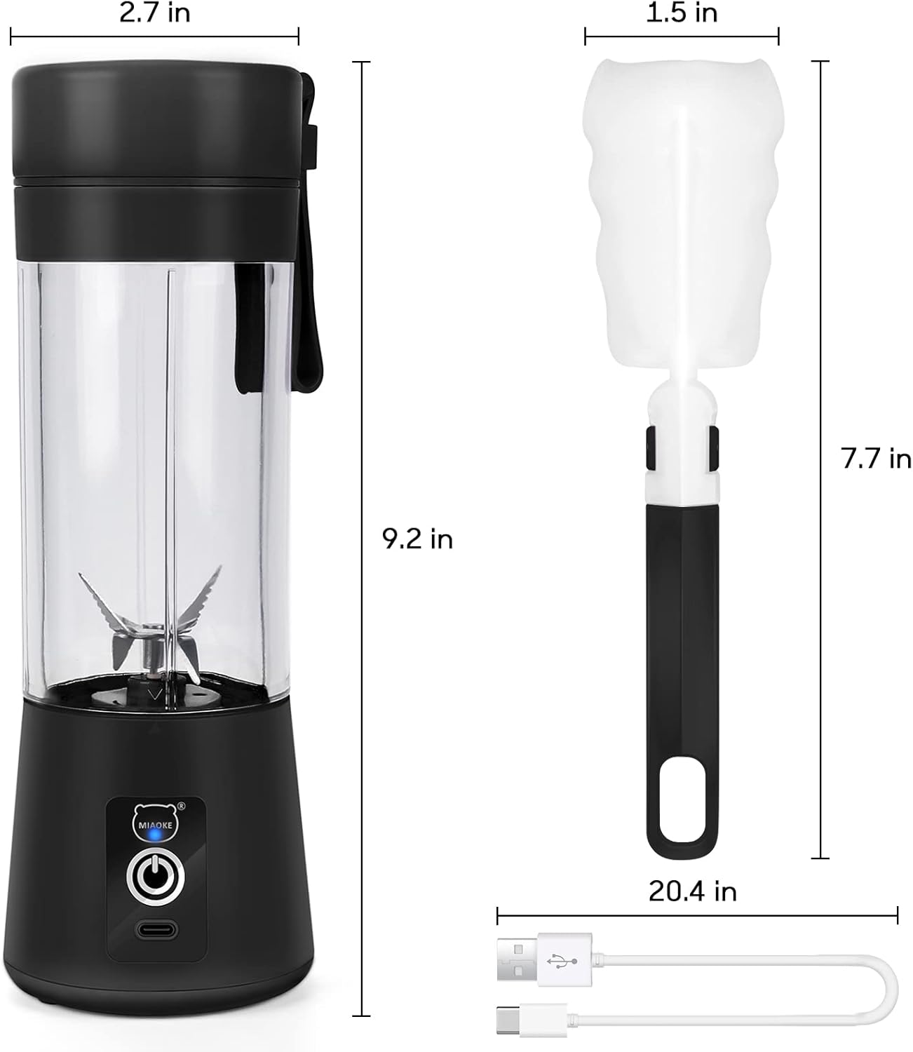 Tragbarer Mini-Saftmixer mit 3D-Klingen, USB-ladbar, Schwarz