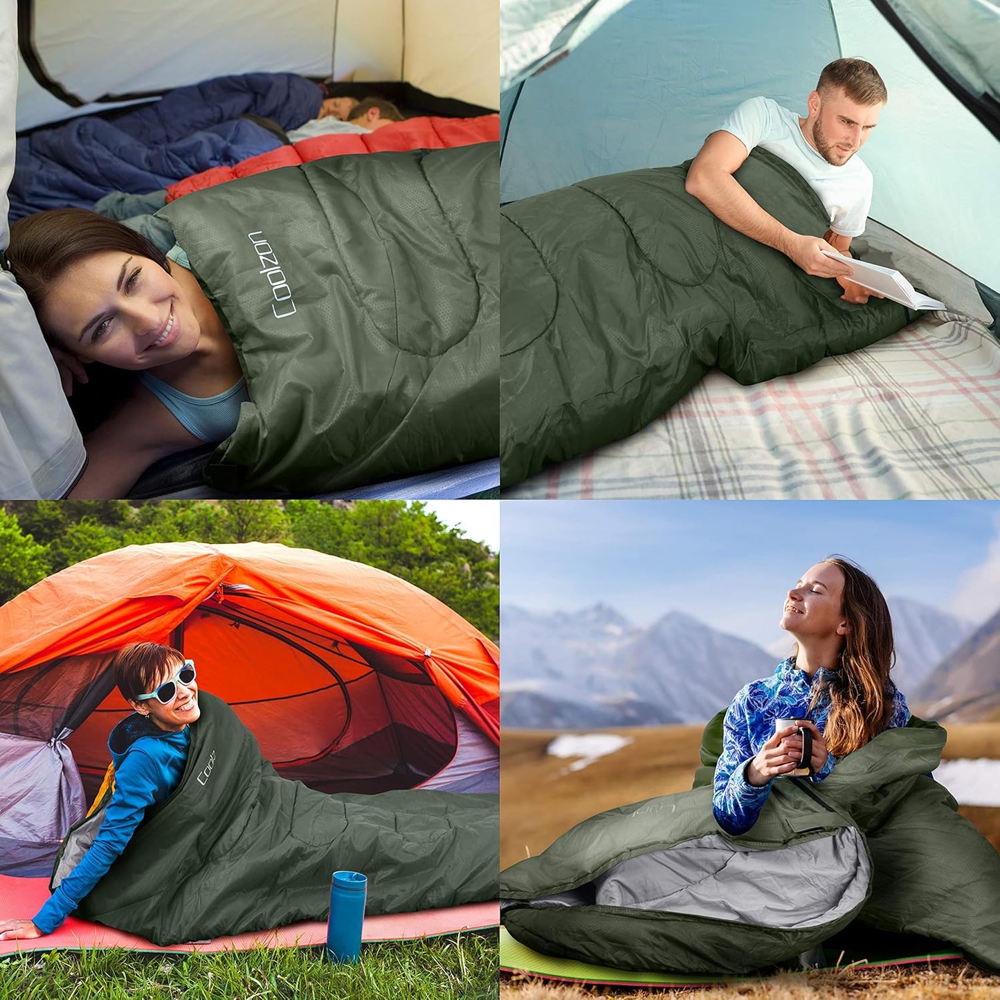 Wasserdichter Schlafsack für Erwachsene, grün