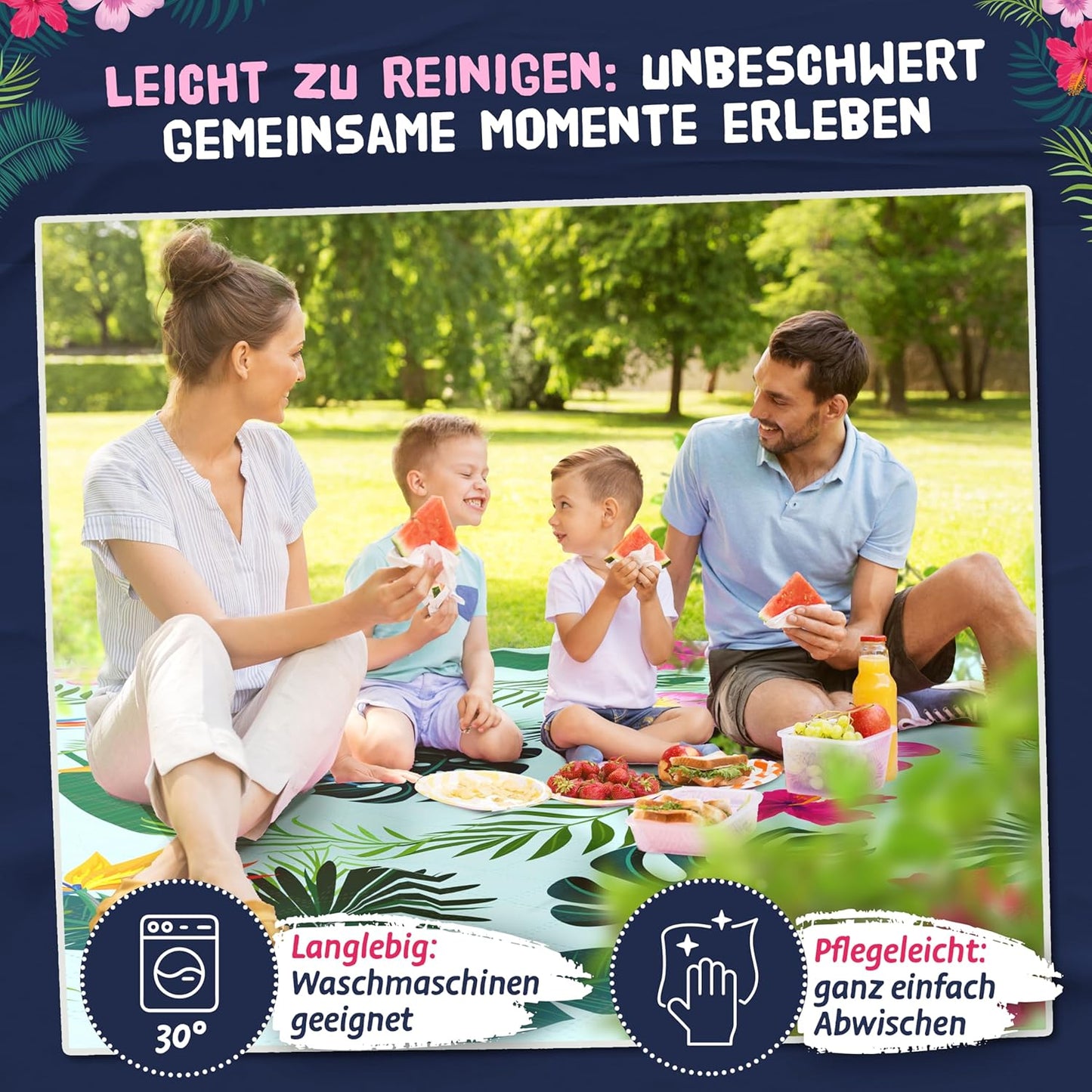 Picknick-Stranddecke, Tropical gerollt 13 x 40 cm (gerollt)