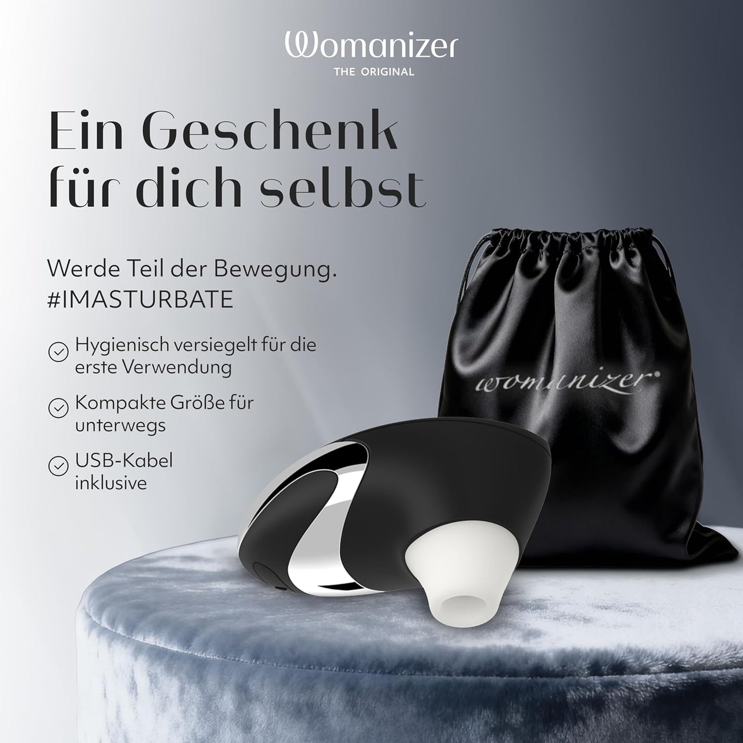 W500 Klitorisvibrator mit 12 Saugstufen, wasserdicht, Schwarz, Chrome 1 Stück (1er Pack)