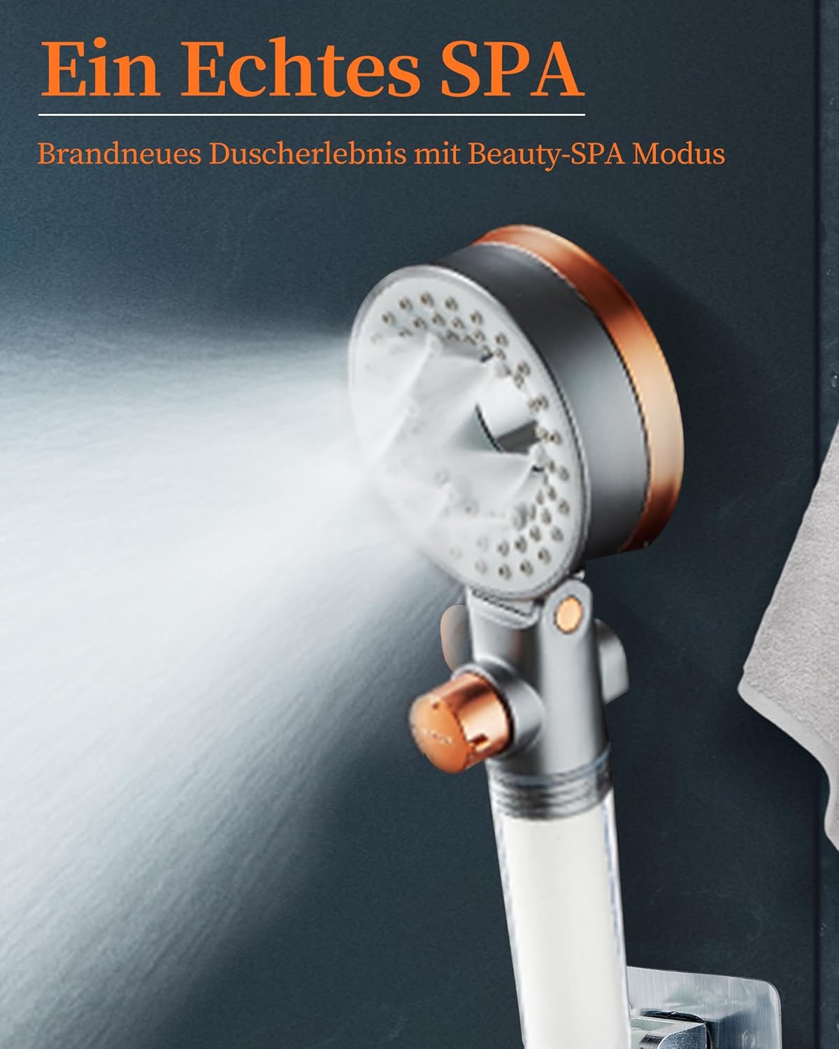 Wassersparender Duschkopf mit 3 Strahlarten, Beauty-SPA