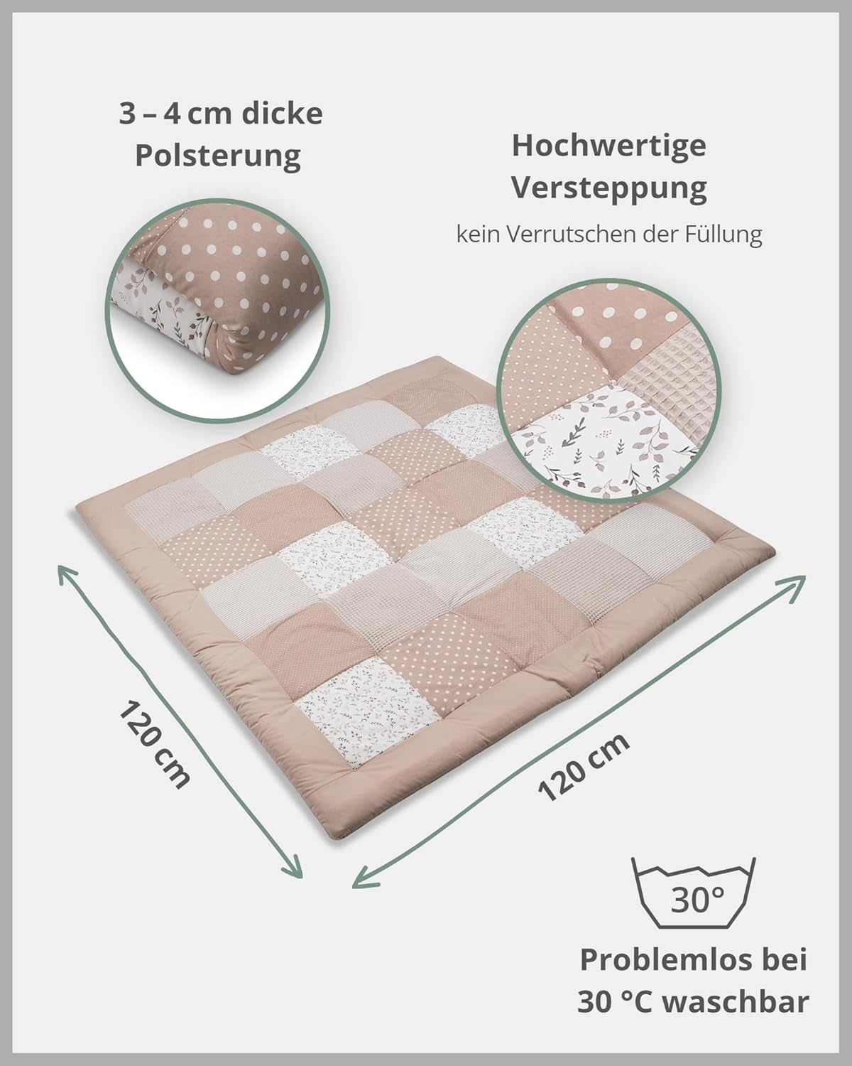 Krabbel- und Spieldecke Sandblume, Sandblume 120 x 120 cm