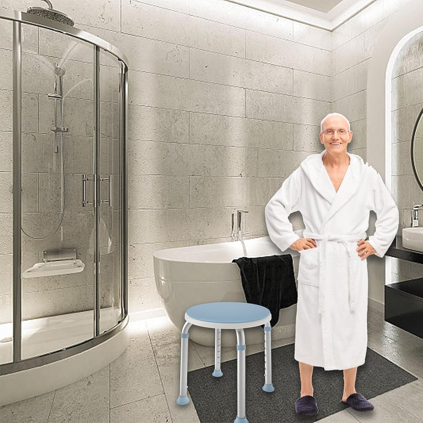 Höhenverstellbarer Duschhocker, 360°Drehbarer,Modell A