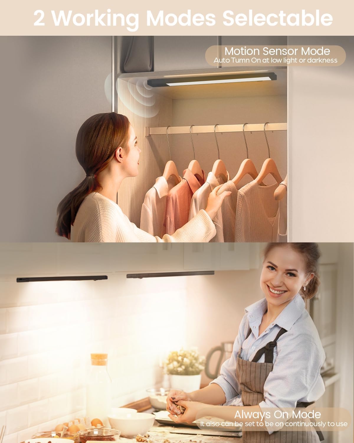 LED Schrankleuchte mit Bewegungsmelder, Kurz ; Warmweißes Licht