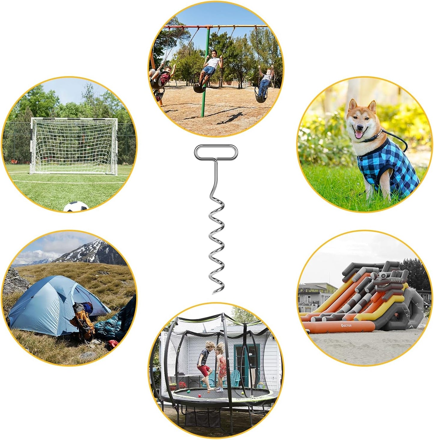 Trampolin Bodenanker-Set mit verstellbaren Gurten (4er-Pack), 4 pack