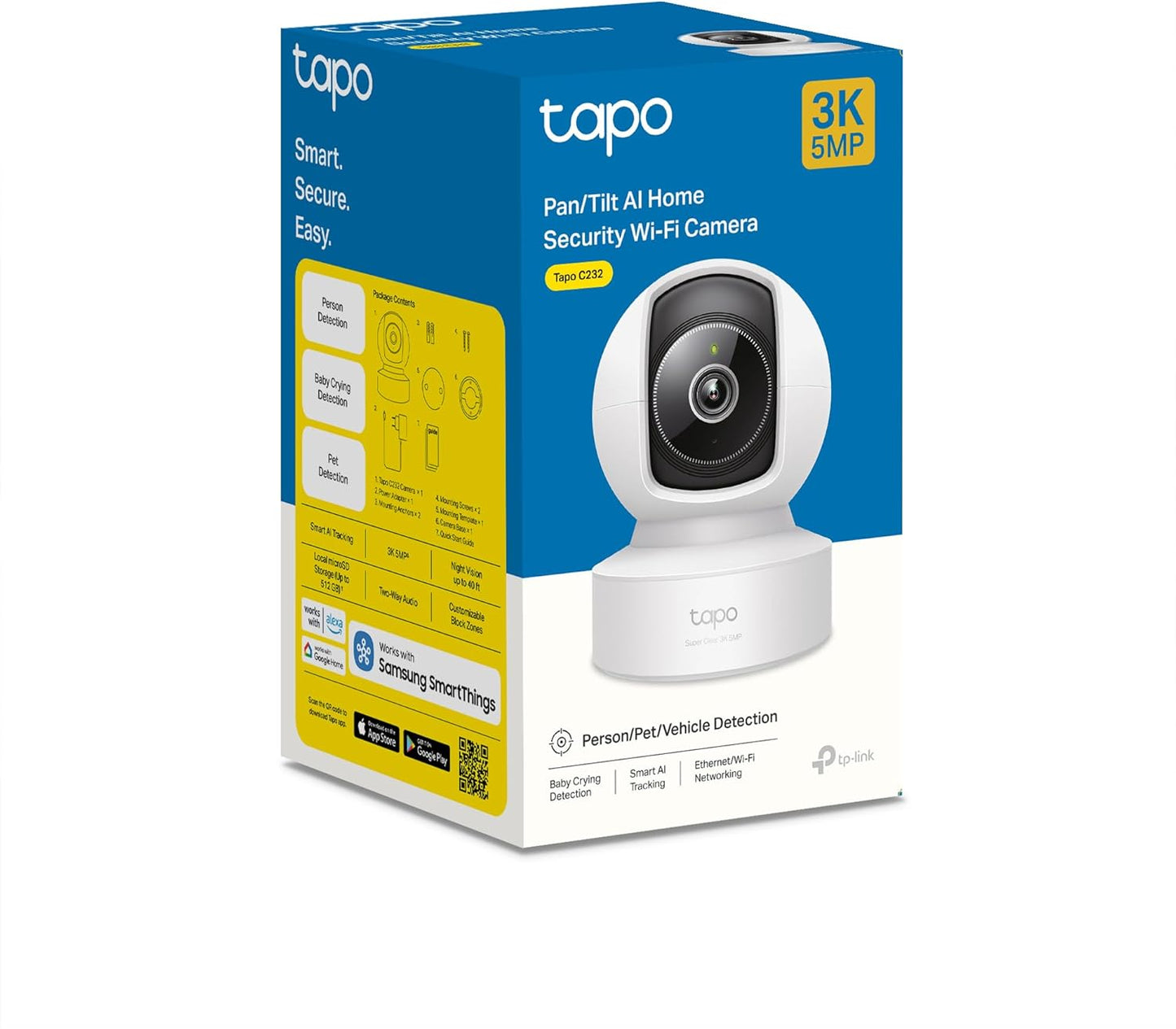 C232 360° KI-WLAN-Überwachungskamera mit 3K 5MP, 5MP Ethernet