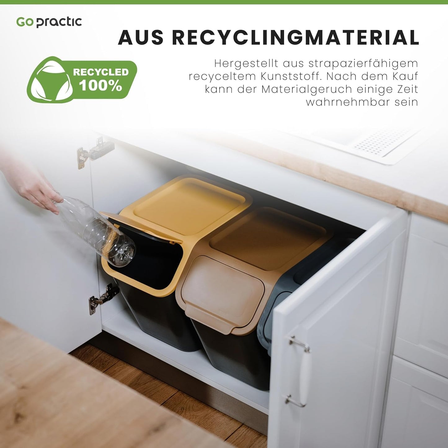 Stapelbares Abfalltrennsystem (2x 35L), 2x35l Gelb Grün