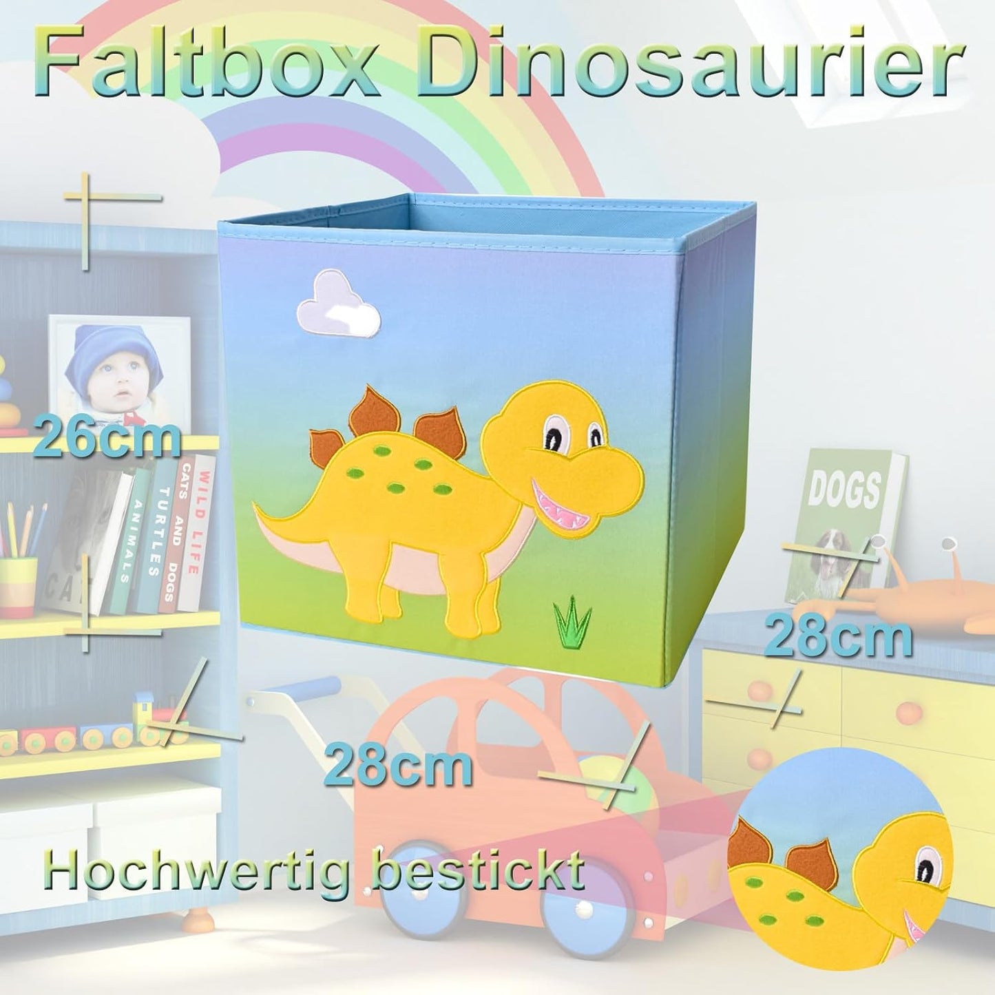 Dinosaurier Aufbewahrungsboxen-Set (4 Stück)