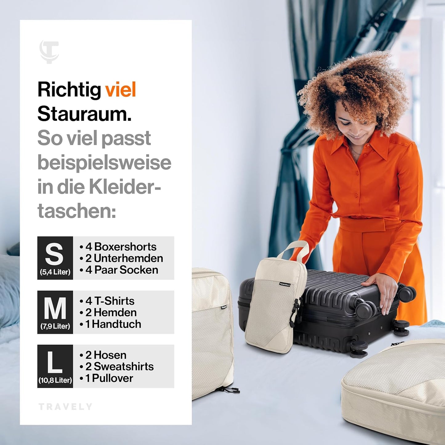 5-teiliges Packwürfel-Set, Beige 5 Teile Gr. Set