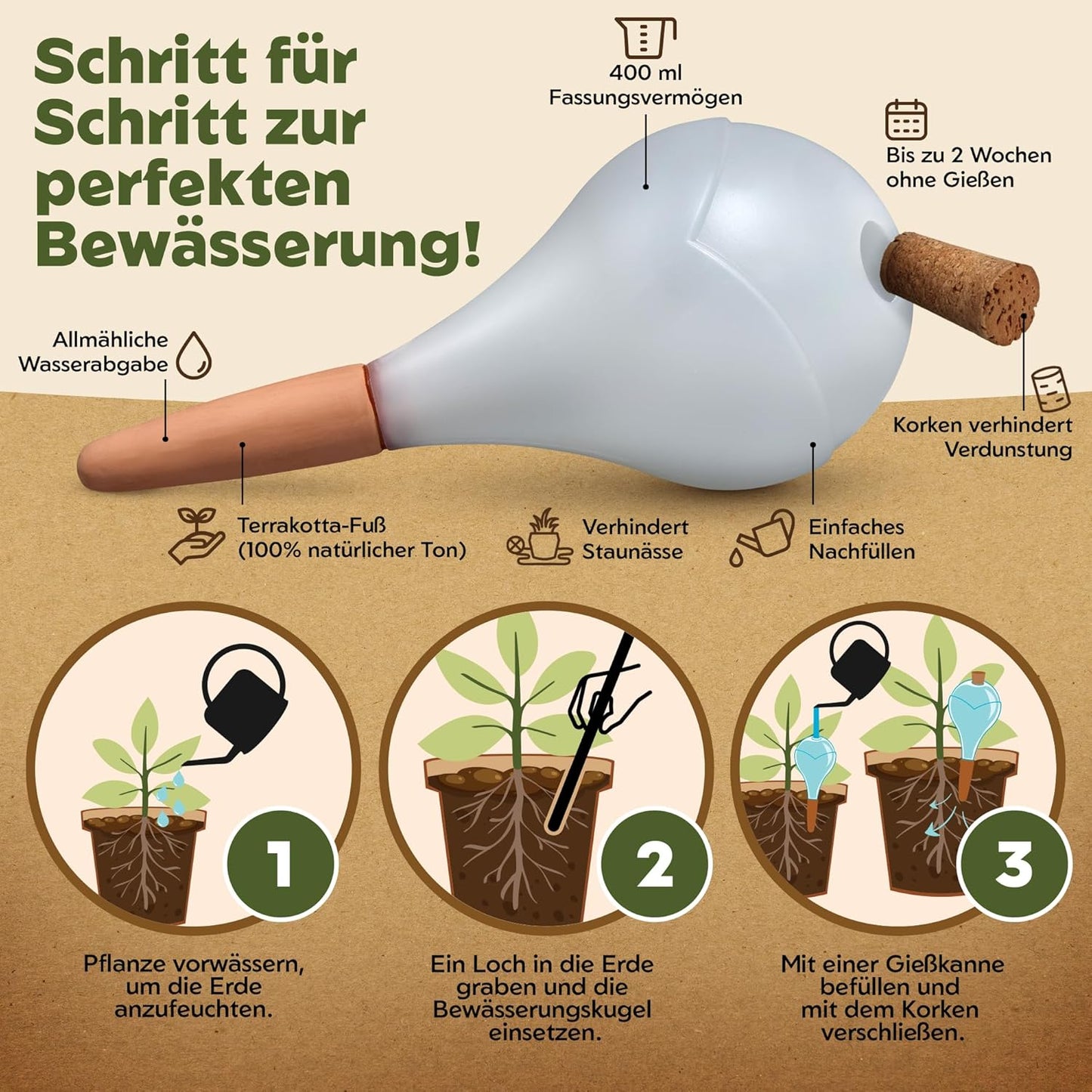 6er-Set Bewässerungskugeln, Weiss 6