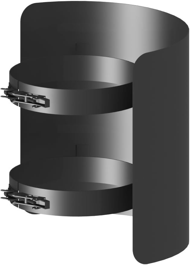 Ofenrohr-Strahlungsschutz 250mm x 130mm, Ø 130 mm 250mm Länge Schwarz