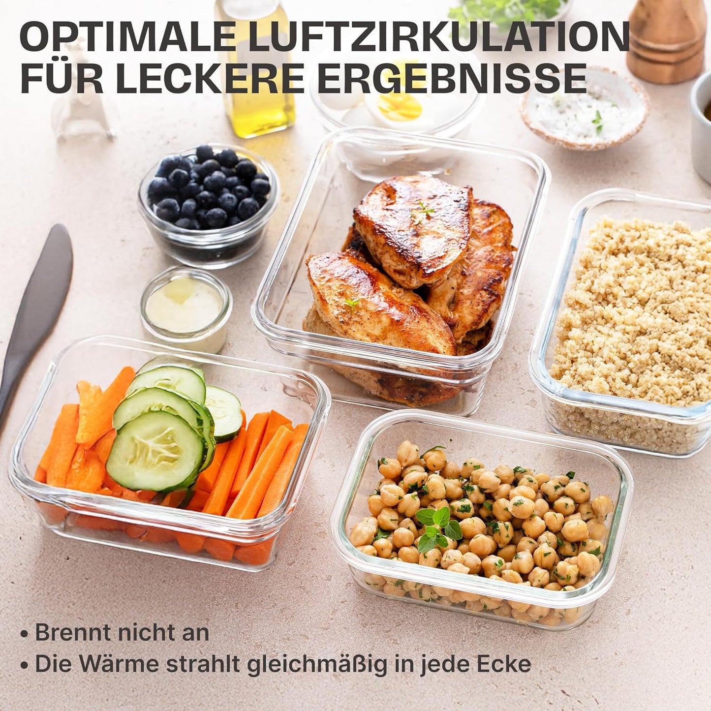 2er-Set Glasbehälter für Airfryer, 1040ml | 2er Set