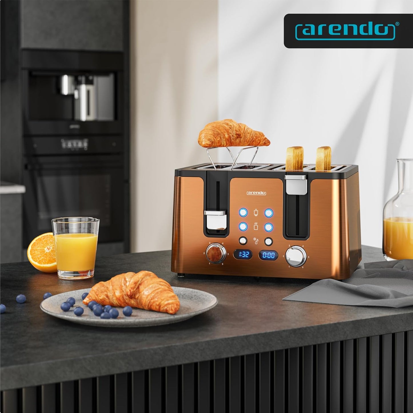 Manana X2 Toaster mit LED-Anzeige, E: Kupfer