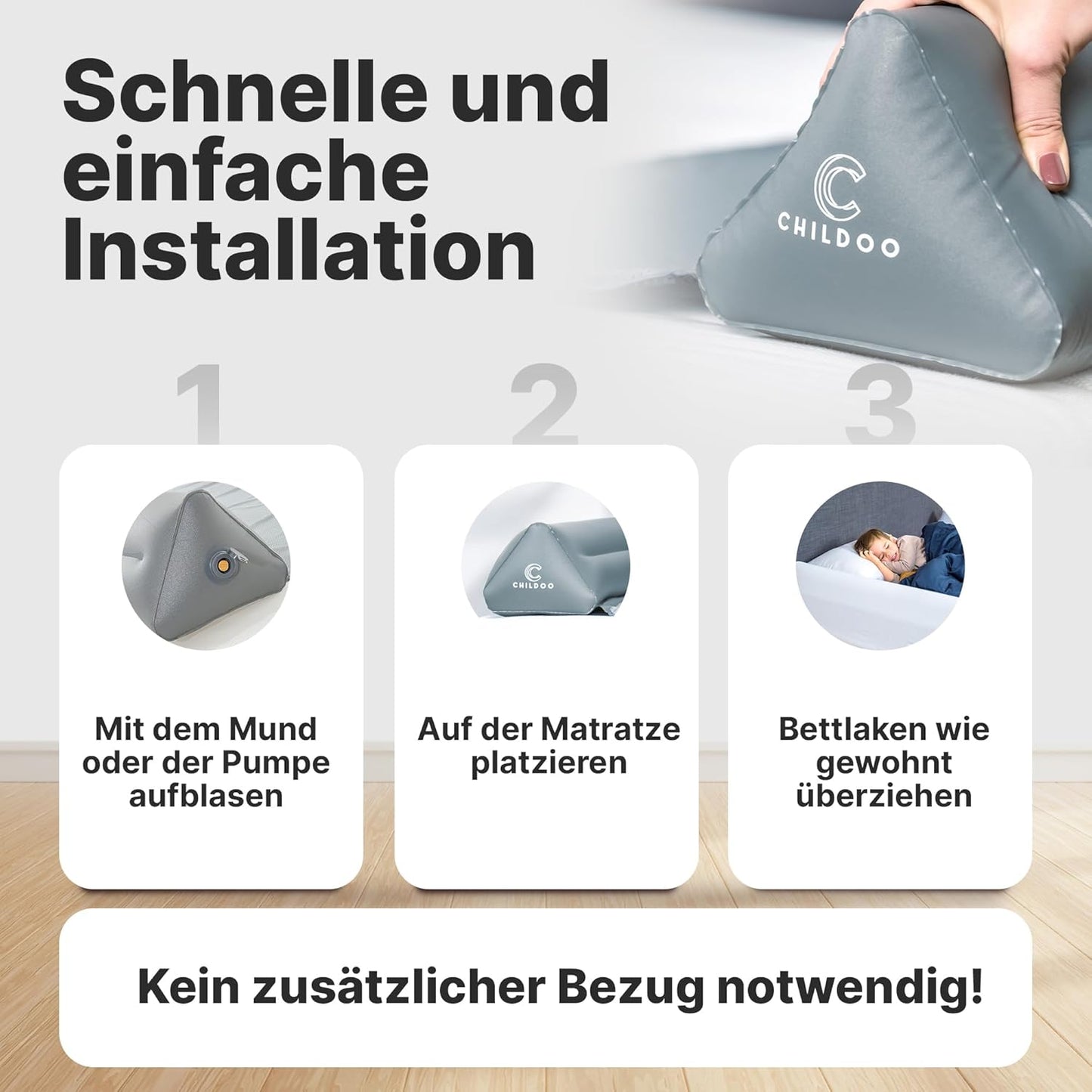 Aufblasbarer Rausfallschutz für Kinderbetten, Doppelpack