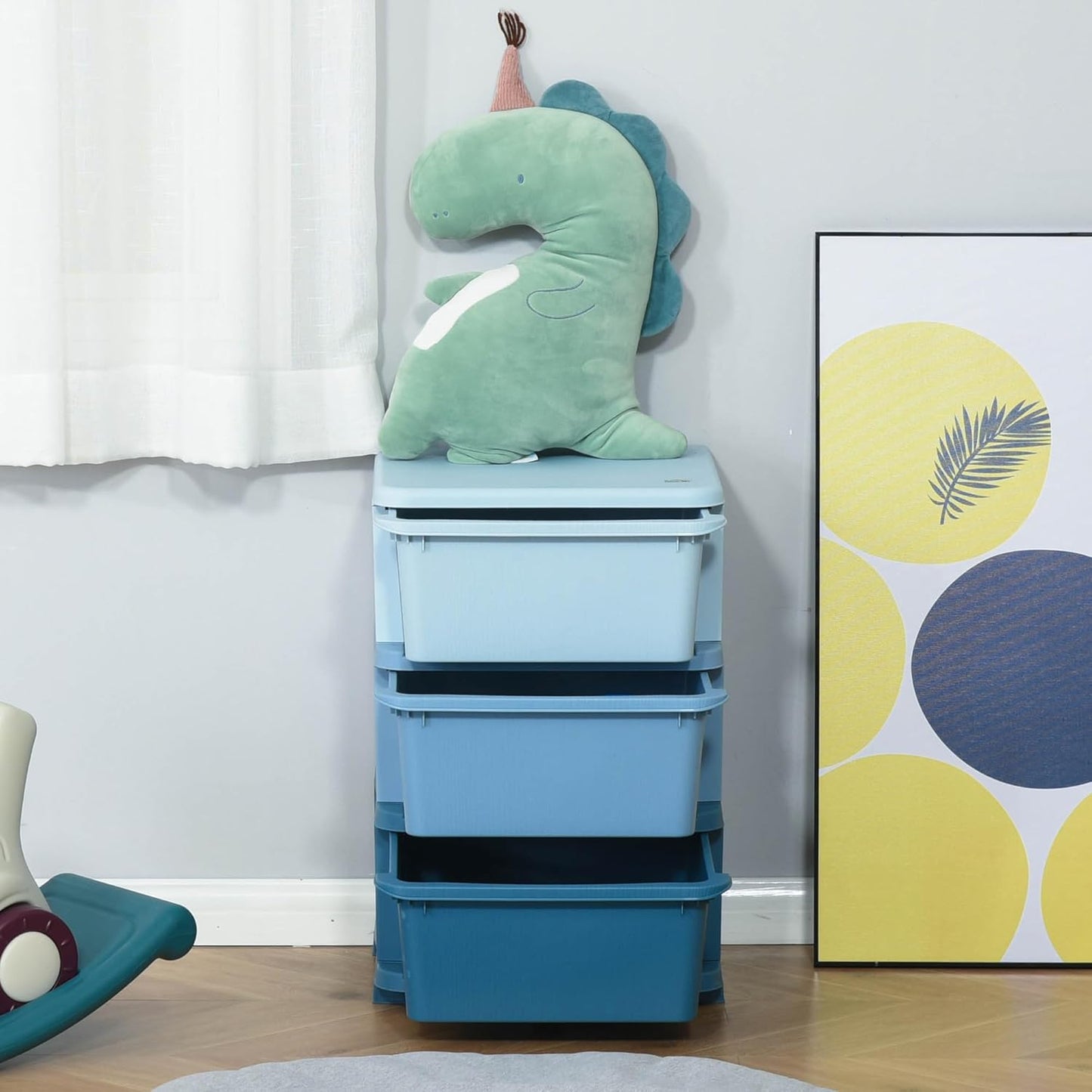 Kinder-Schubladenschrank mit Aufbewahrungsboxen, 37L x 37B x 56,5H cm Blau