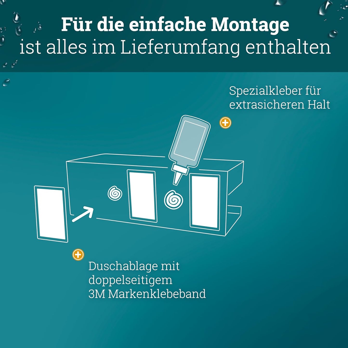 Duschablage mit Haken, Edelstahl Matt-schwarz