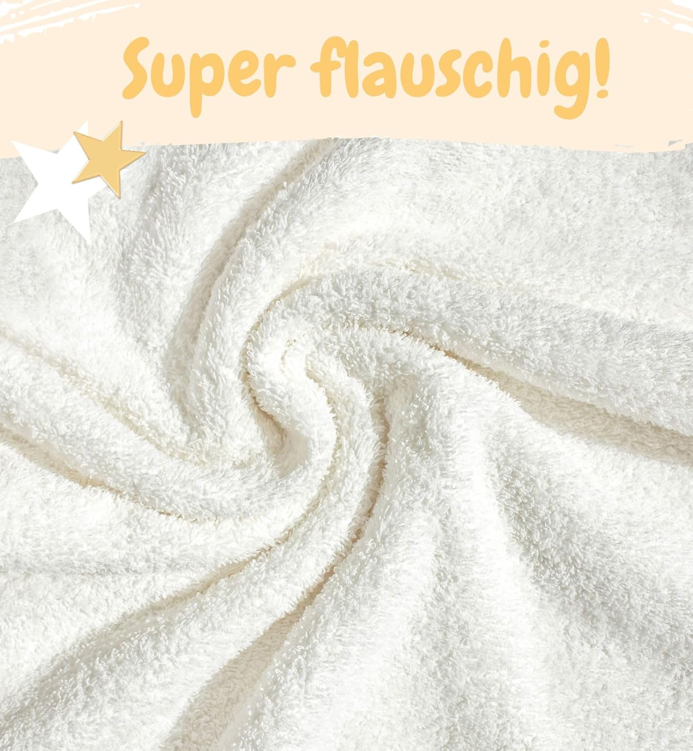 3-teiliges Baby Kapuzenhandtuch-Set mit Waschlappen, Fuchs-Motiv, 100 x 100 cm, Fuchs Weiß 100 x 100