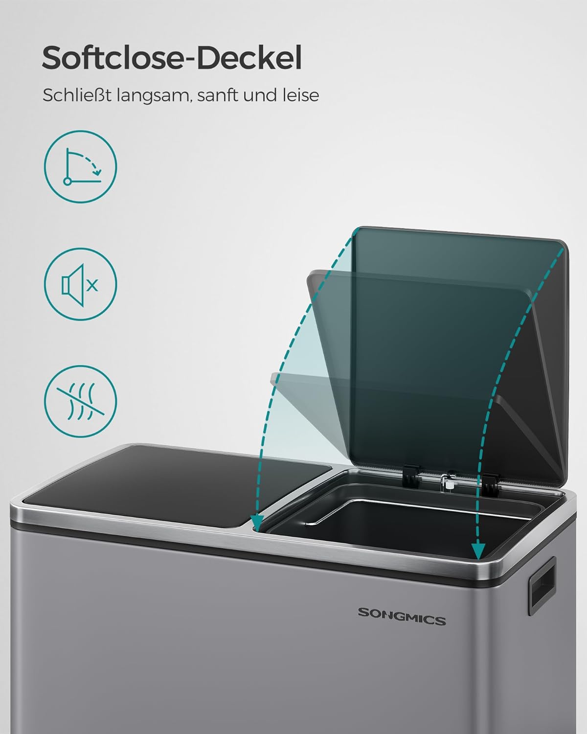 Mülltrennsystem Treteimer LTB060G01, 2 x 30 L, mit Softclose, schiefergrau, 2 x 30 L
