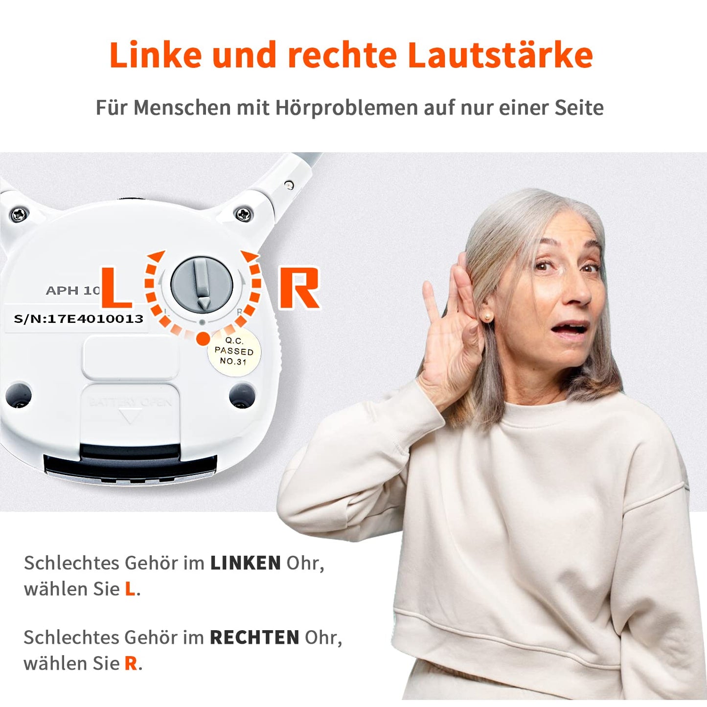 Funkkopfhörer APH100 für Fernseher, drahtlos mit 2 Akkus