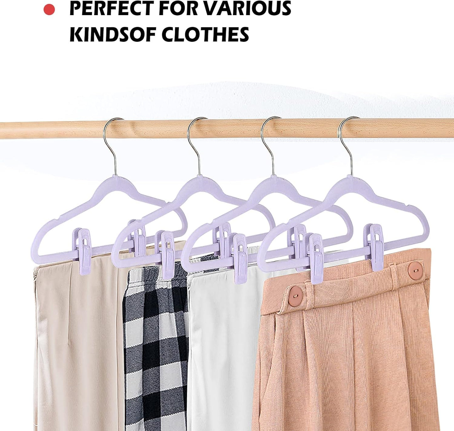 Samt-Kleiderbügel-Clips, 24pc Hellviolett