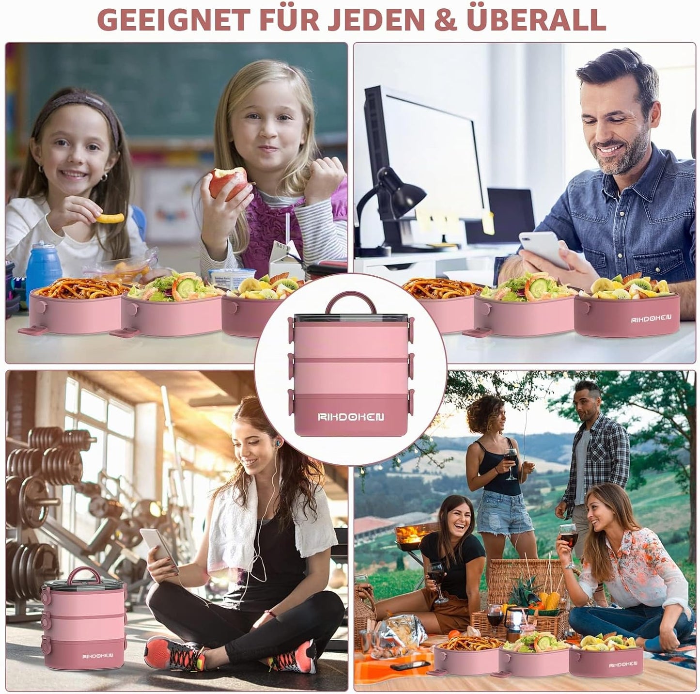 Stapelbare Bento Box, Rosa
