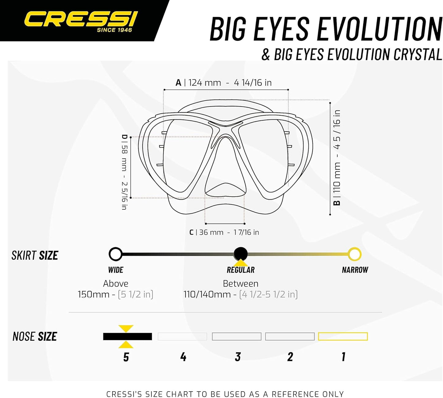 Big Eyes Evolution Tauchermaske, Big Eyes Evolution High Quality Mask, Transparent/Gelb