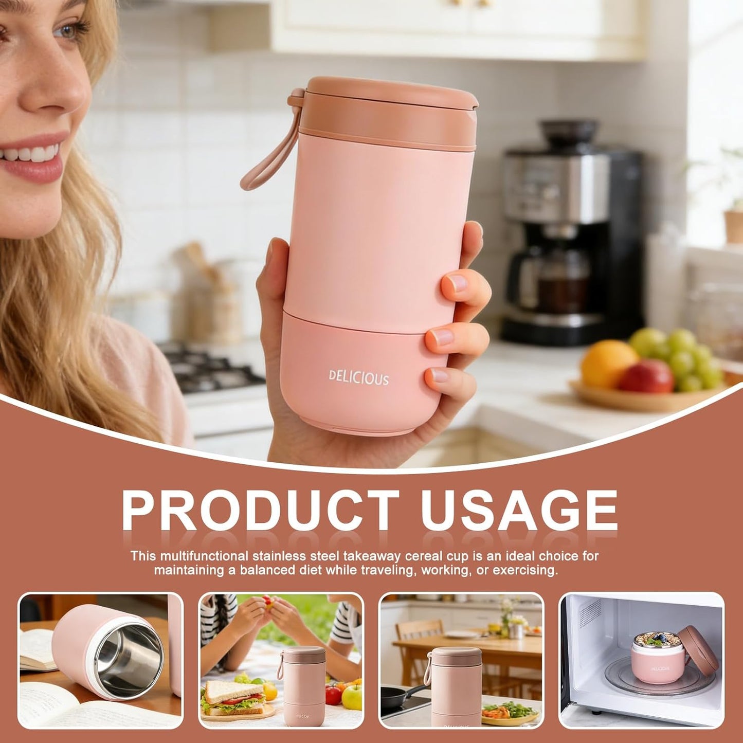 Müslibecher To Go Set (2er, 730ml, auslaufsicher)