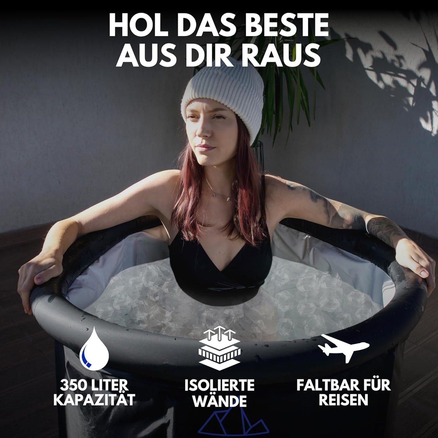 Eistonne mit Isolierabdeckung, Thermometer und Tragetasche
