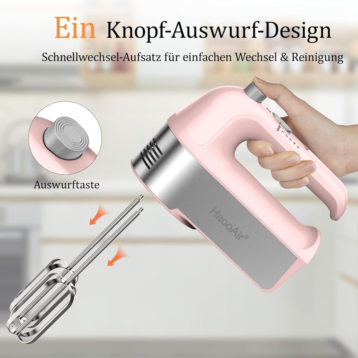 Handmixer mit Zubehör, Pink
