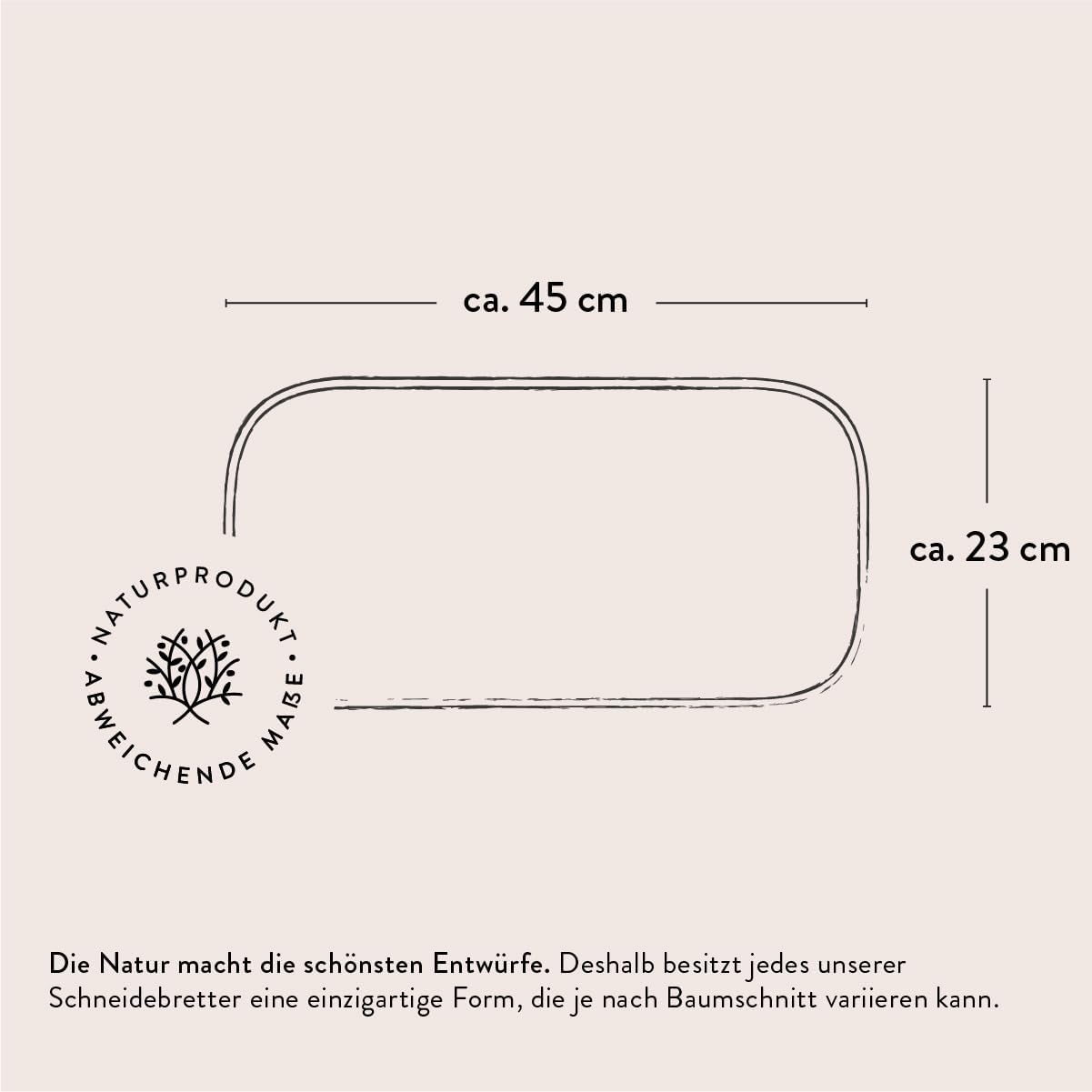 Schneide- und Servierbrett aus Olivenholz, 45 x 23 cm, 45L x 23B cm
