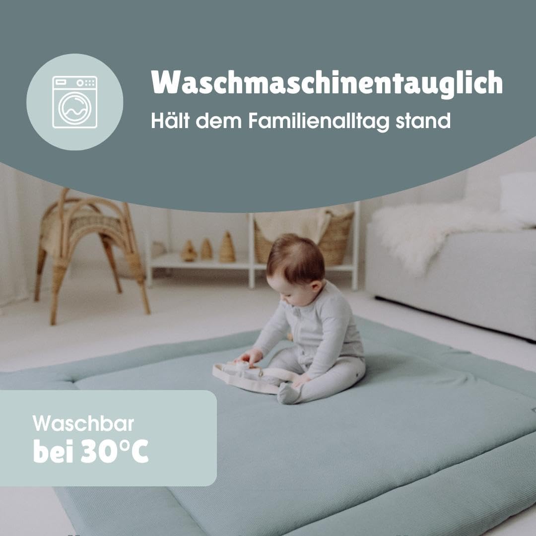 Gepolsterte Krabbeldecke aus Bio-Baumwolle, Essential Blau 120x120