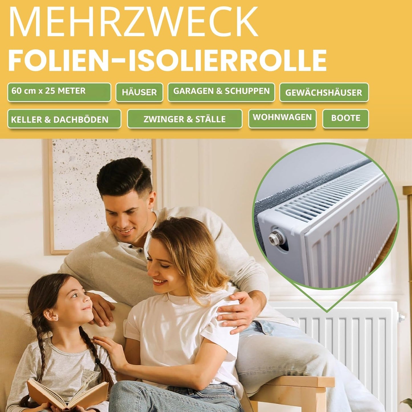 Heizkörper Reflexionsfolie 25m x 60cm, 25m x 60cm Rolle