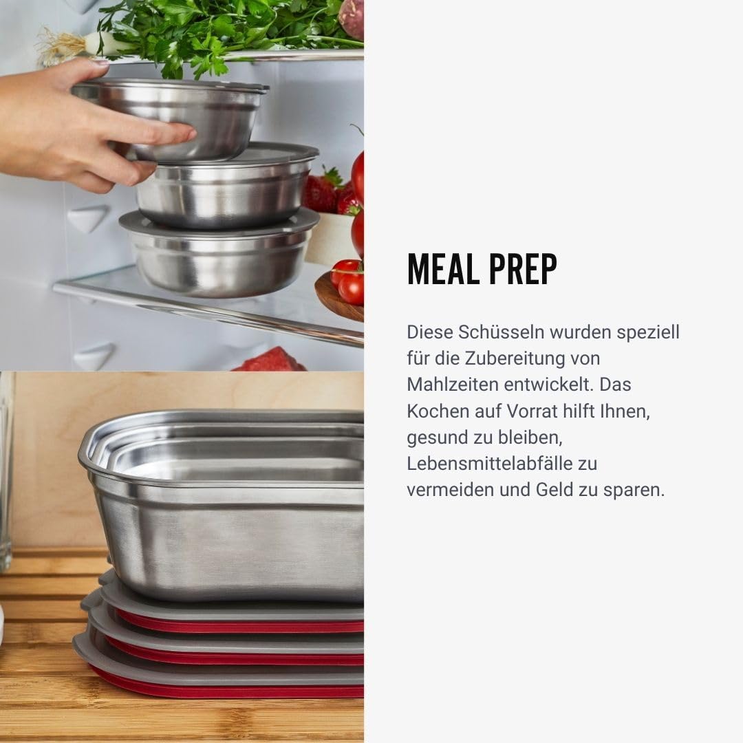 Multifunktions Lunchbox Set Edelstahl (3 Grössen), Eckig 600 ml, 900ml, 1,2L