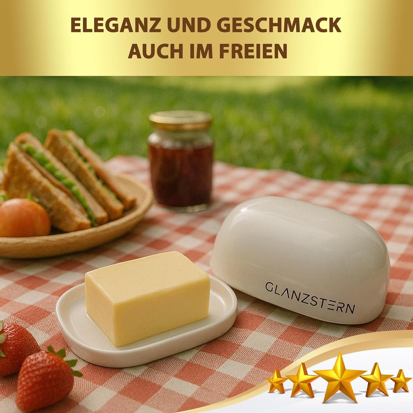 Butterdose mit Deckel und Messer